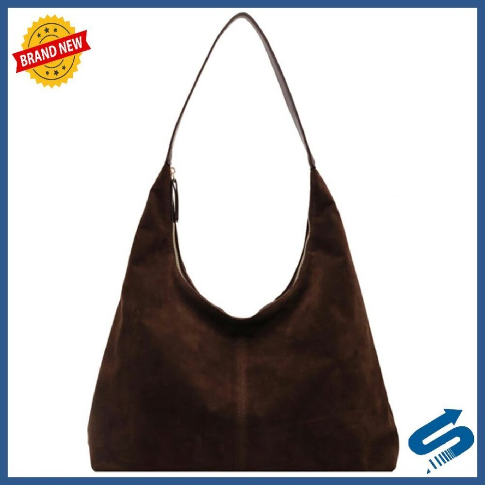 Suede Tote Bag Shoulder Hobo Work Travel Handbag 15.4x9.4
